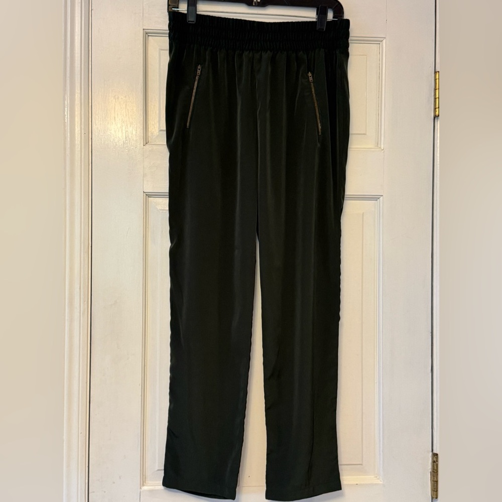 Massimo Dark Green Track Pants with Zippered Pockets